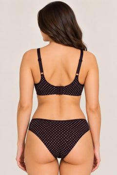 Dot Print Seamless Bra in Black, back view