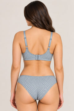Dot Print Seamless Bra in Blue Grey, back view