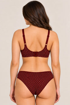 Dot Print Seamless Bra in Maroon, back view
