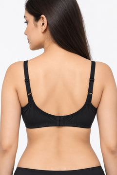 Everyday Cotton Bra in Black, back view