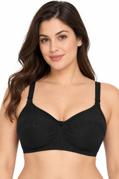 Everyday Cotton Bra in Black, front view