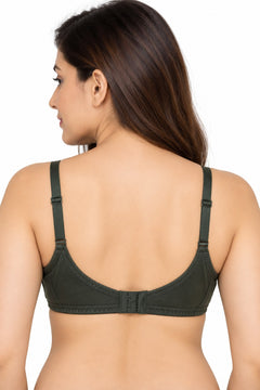 Everyday Cotton Bra in Olive, back view