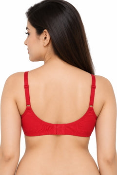 Everyday Cotton Bra in Red, back view