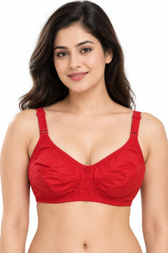 Everyday Cotton Bra in Red, front view