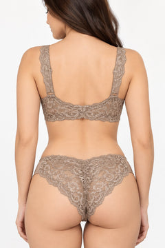 Floral Lace Bra and Panty Set in Nude, back view