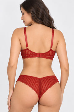 Front Closure Lace Set in Red, back view