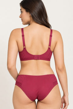 Lace Trim Push-Up Set in Berry, back view
