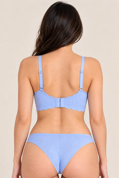 Lace Trim Seamless Bra in Light Blue, back view