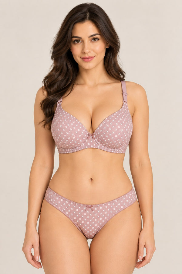 Pin Dot Seamless Bra in Blush, front view