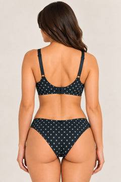 Pin Dot Seamless Bra in Navy, back view