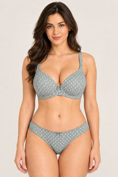 Pin Dot Seamless Bra in Sage, front detail