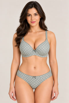 Pin Dot Seamless Bra in Sage, front view