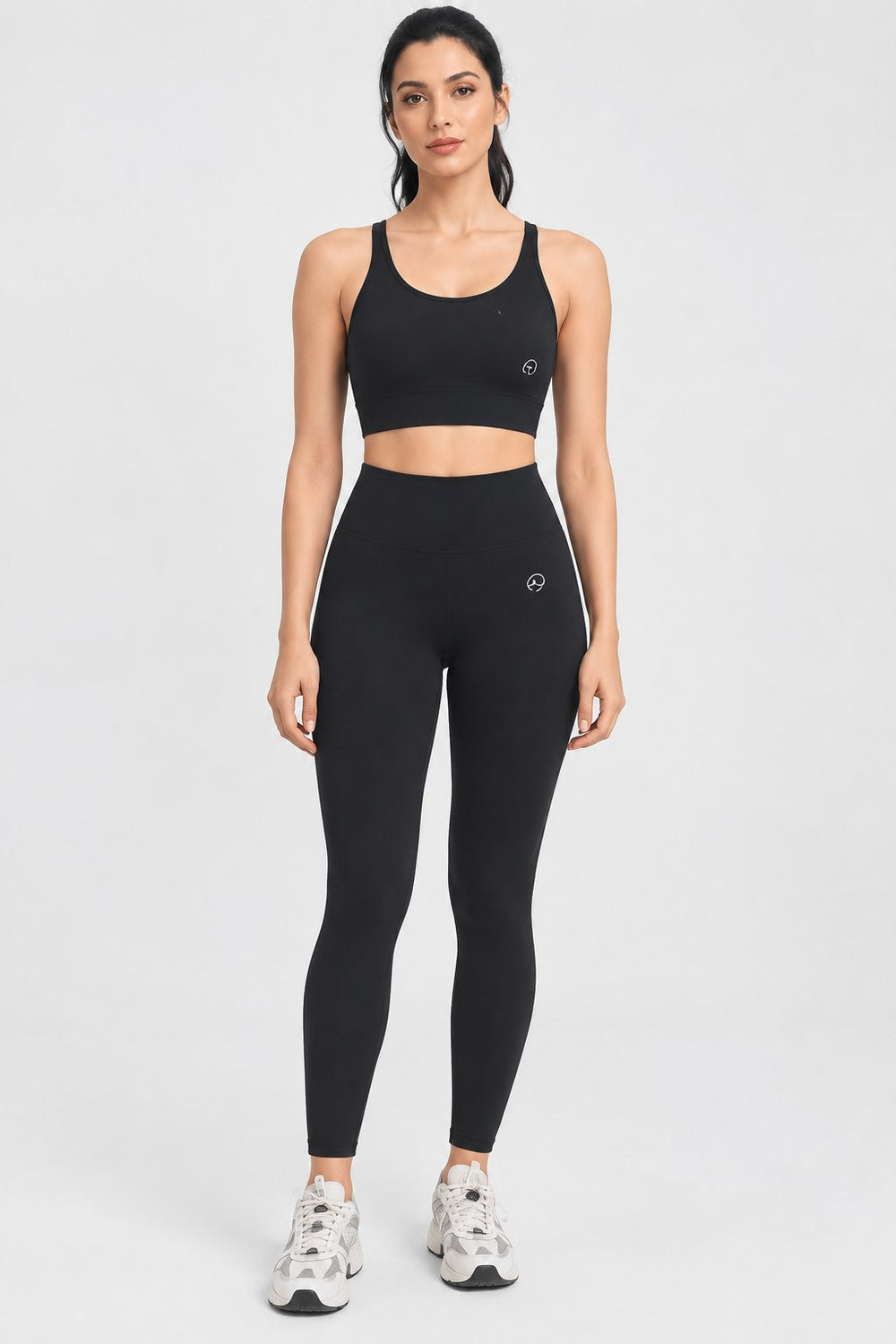 Racerback Gym Set in Black, front view