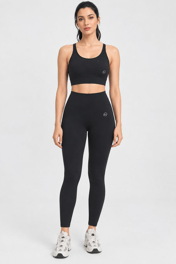 Racerback Gym Set in Black, front view