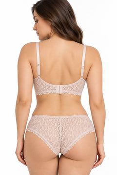 Scalloped Lace Bra & Panty Set in Blush, back view