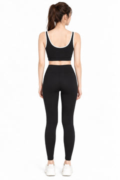 Scoop Neck Gym Set in Black, back view