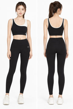 Scoop Neck Gym Set in Black, both views