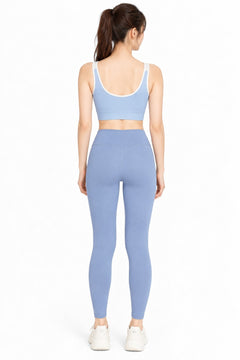Scoop Neck Gym Set in Blue, back view