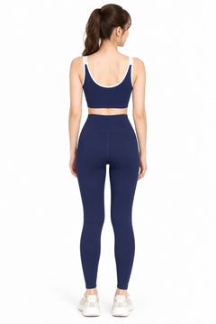 Scoop Neck Gym Set in Navy, back view