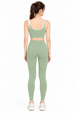 Scoop Neck Gym Set in Sage, detail
