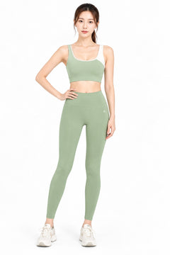 Scoop Neck Gym Set in Sage, front view