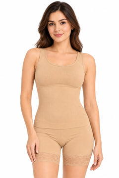 Shaping Cami and Shorts Set in Nude, front view