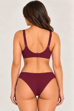 Smooth Seamless Bra in Maroon, back view