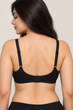 Wireless Comfort Bra in Black, back view
