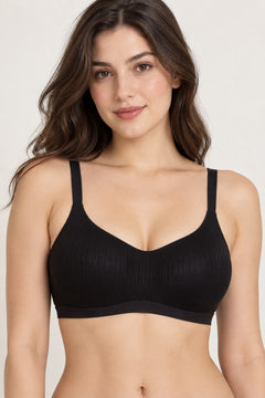 Wireless Comfort Bra in Black, front view