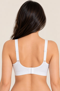 Wireless Comfort Bra in White, back view